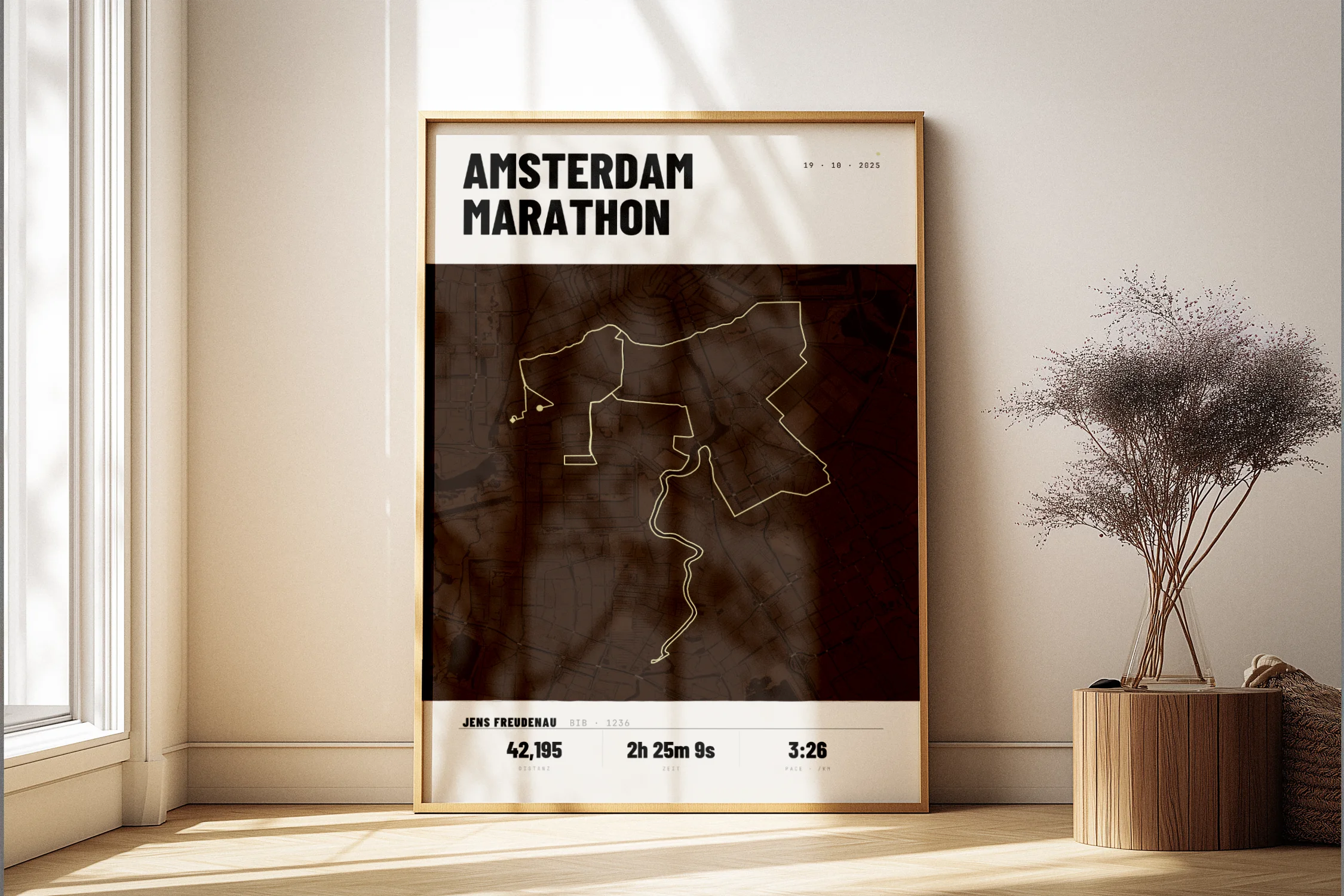 Personalisiertes GPS Poster an der Wand