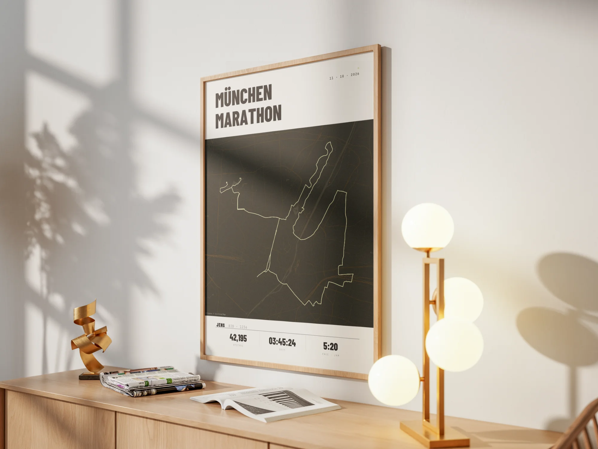 Affiche du marathon de Munich encadré dans l'espace