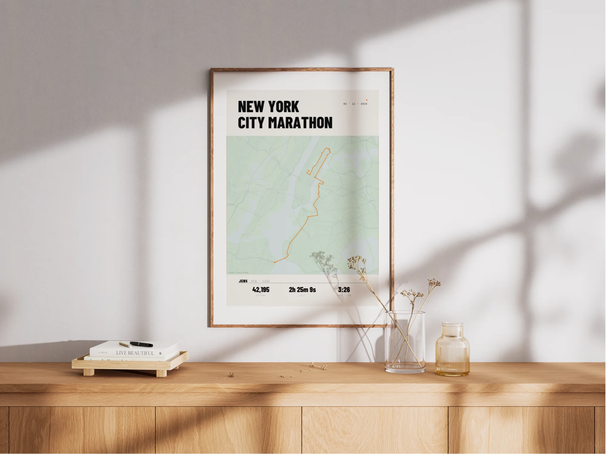 Affiche du marathon de New York accrochée au mur