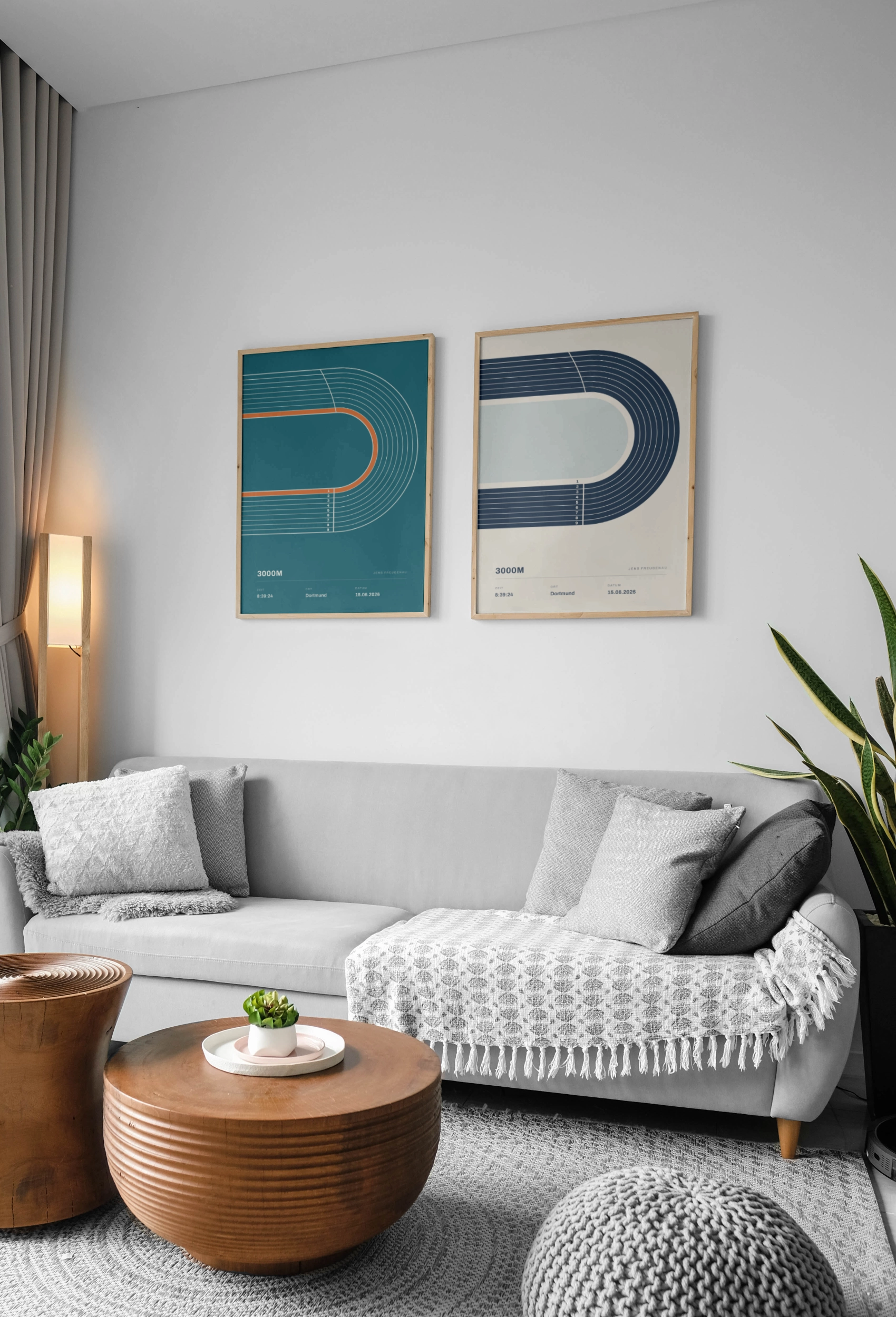 Laufbahn-Poster Petrol an der Wand