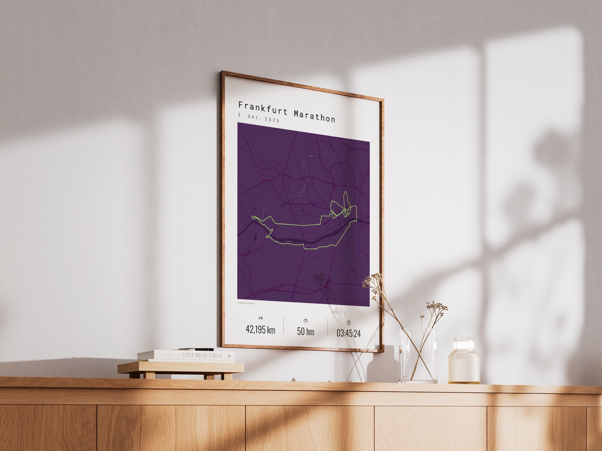 Affiche du Marathon de Francfort sur buffet