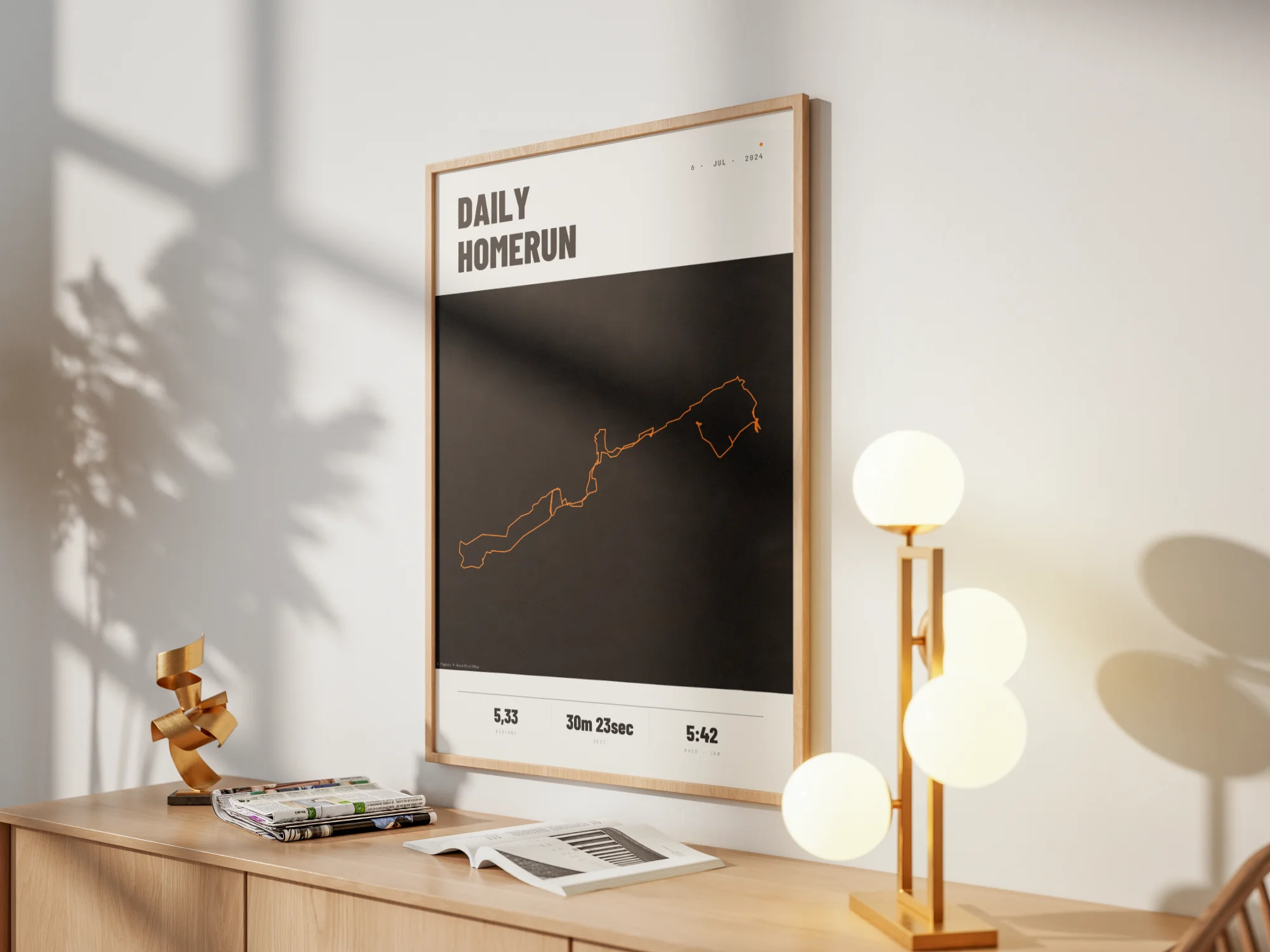 Strava poster in the living room