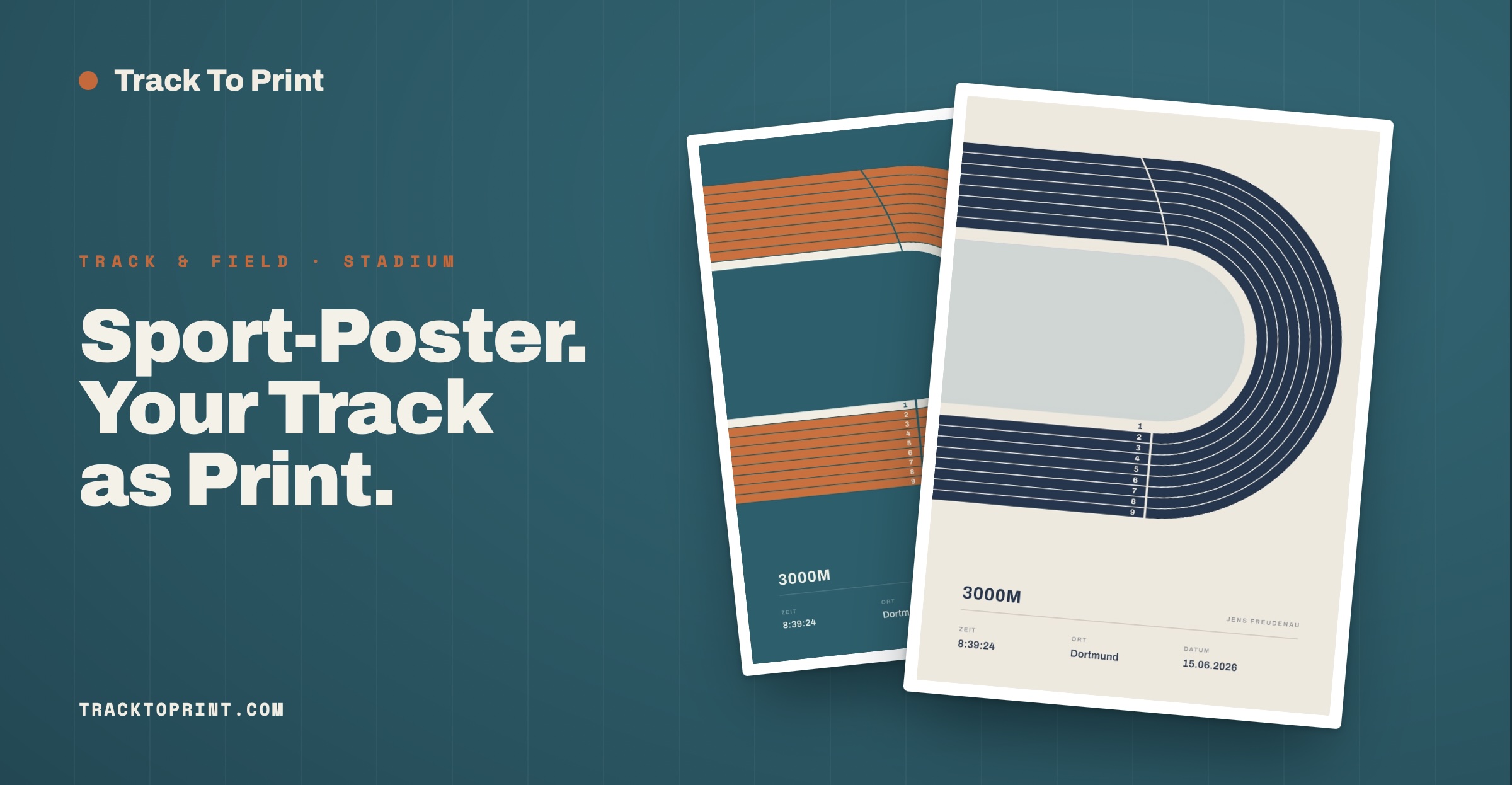Bahnwettkampf Poster gestalten – persönlicher Kunstdruck | Track To Print