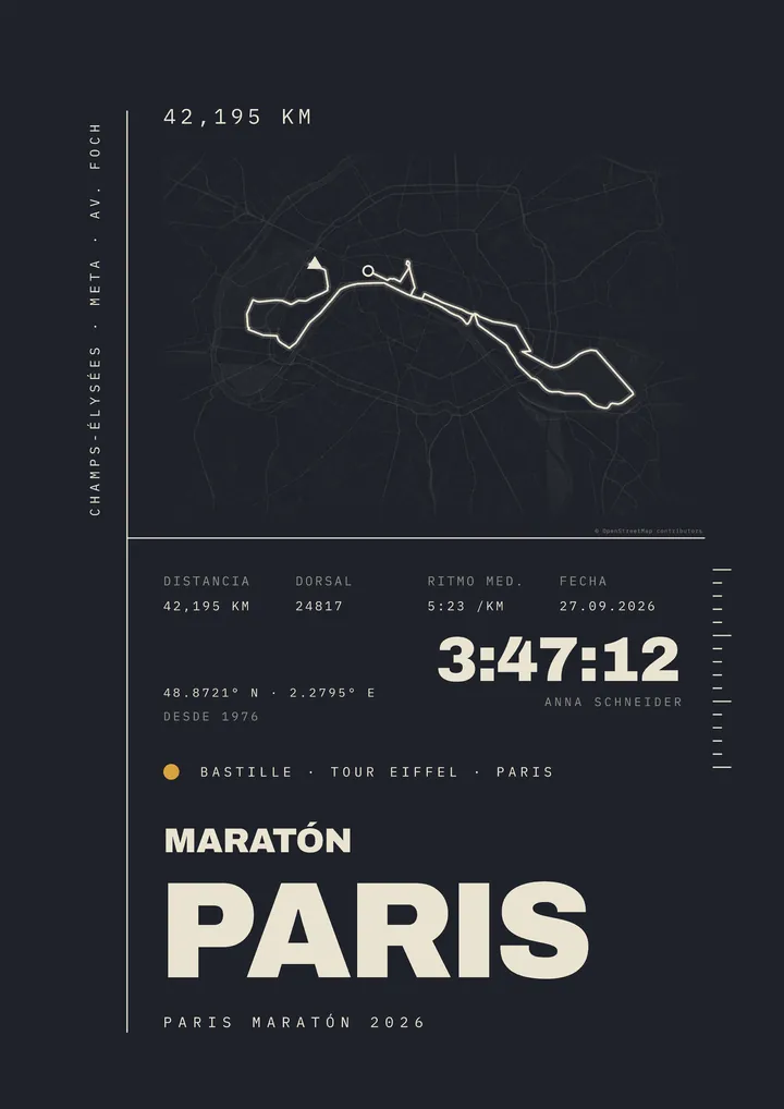Póster de diseño – Paris Marathon
